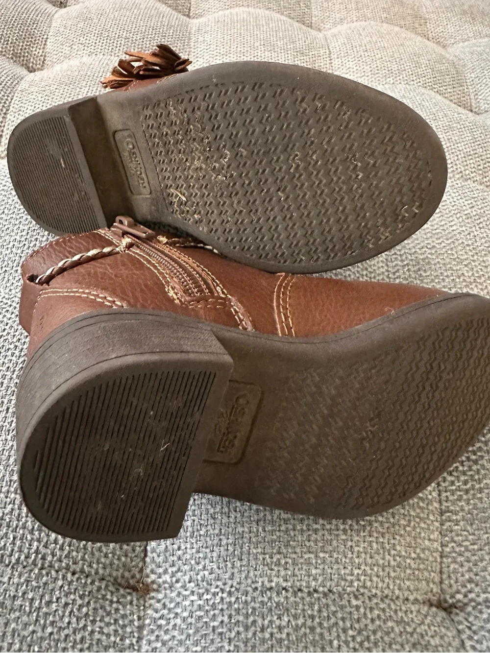 OshKosh B'gosh Brown Braided Tassel Ankle Boots for Kids